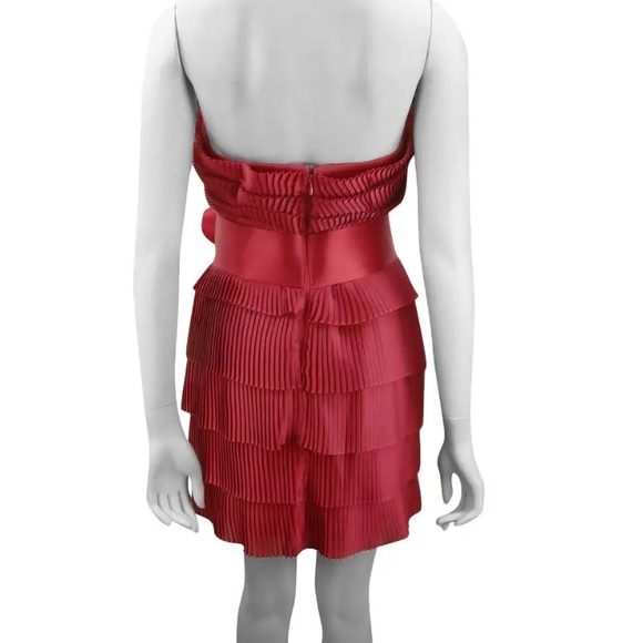 Marchesa Notte red Pleated dress with bow - Picture 2 of 6